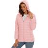 imageMAGCOMSEN Womens Hooded Puffer Jacket Lightweight Quilted Padded Coat 4 Pockets Zipup Winter Warm OuterwearPink