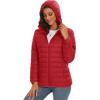 imageMAGCOMSEN Womens Hooded Puffer Jacket Lightweight Quilted Padded Coat 4 Pockets Zipup Winter Warm OuterwearTomato Red