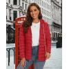 imageMAGCOMSEN Womens Hooded Puffer Jacket Lightweight Quilted Padded Coat 4 Pockets Zipup Winter Warm OuterwearTomato Red