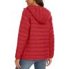 imageMAGCOMSEN Womens Hooded Puffer Jacket Lightweight Quilted Padded Coat 4 Pockets Zipup Winter Warm OuterwearTomato Red