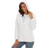 imageMAGCOMSEN Womens Hooded Puffer Jacket Lightweight Quilted Padded Coat 4 Pockets Zipup Winter Warm OuterwearWhite