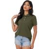 imageMAGCOMSEN Womens Polo Shirts Moisture Wicking 3 Buttons Short Sleeve Shirt Cotton Cool Casual TopsArmy Green