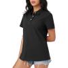 imageMAGCOMSEN Womens Polo Shirts Moisture Wicking 3 Buttons Short Sleeve Shirt Cotton Cool Casual TopsBlack