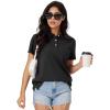imageMAGCOMSEN Womens Polo Shirts Moisture Wicking 3 Buttons Short Sleeve Shirt Cotton Cool Casual TopsBlack