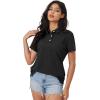 imageMAGCOMSEN Womens Polo Shirts Moisture Wicking 3 Buttons Short Sleeve Shirt Cotton Cool Casual TopsBlack
