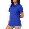 imageMAGCOMSEN Womens Polo Shirts Moisture Wicking 3 Buttons Short Sleeve Shirt Cotton Cool Casual TopsBright Blue