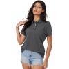 imageMAGCOMSEN Womens Polo Shirts Moisture Wicking 3 Buttons Short Sleeve Shirt Cotton Cool Casual TopsDark Grey