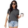 imageMAGCOMSEN Womens Polo Shirts Moisture Wicking 3 Buttons Short Sleeve Shirt Cotton Cool Casual TopsDark Grey