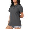 imageMAGCOMSEN Womens Polo Shirts Moisture Wicking 3 Buttons Short Sleeve Shirt Cotton Cool Casual TopsDark Grey