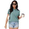 imageMAGCOMSEN Womens Polo Shirts Moisture Wicking 3 Buttons Short Sleeve Shirt Cotton Cool Casual TopsGrey Green