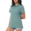 imageMAGCOMSEN Womens Polo Shirts Moisture Wicking 3 Buttons Short Sleeve Shirt Cotton Cool Casual TopsGrey Green