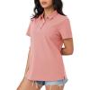 imageMAGCOMSEN Womens Polo Shirts Moisture Wicking 3 Buttons Short Sleeve Shirt Cotton Cool Casual TopsGrey Pink