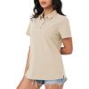 imageMAGCOMSEN Womens Polo Shirts Moisture Wicking 3 Buttons Short Sleeve Shirt Cotton Cool Casual TopsKhaki