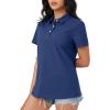 imageMAGCOMSEN Womens Polo Shirts Moisture Wicking 3 Buttons Short Sleeve Shirt Cotton Cool Casual TopsNavy