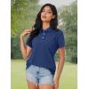 imageMAGCOMSEN Womens Polo Shirts Moisture Wicking 3 Buttons Short Sleeve Shirt Cotton Cool Casual TopsNavy