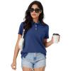 imageMAGCOMSEN Womens Polo Shirts Moisture Wicking 3 Buttons Short Sleeve Shirt Cotton Cool Casual TopsNavy