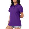 imageMAGCOMSEN Womens Polo Shirts Moisture Wicking 3 Buttons Short Sleeve Shirt Cotton Cool Casual TopsPurple