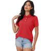 imageMAGCOMSEN Womens Polo Shirts Moisture Wicking 3 Buttons Short Sleeve Shirt Cotton Cool Casual TopsRed