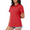 imageMAGCOMSEN Womens Polo Shirts Moisture Wicking 3 Buttons Short Sleeve Shirt Cotton Cool Casual TopsRed