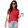 imageMAGCOMSEN Womens Polo Shirts Moisture Wicking 3 Buttons Short Sleeve Shirt Cotton Cool Casual TopsRed