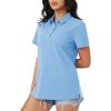 imageMAGCOMSEN Womens Polo Shirts Moisture Wicking 3 Buttons Short Sleeve Shirt Cotton Cool Casual TopsWaterfall Blue