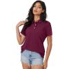 imageMAGCOMSEN Womens Polo Shirts Moisture Wicking 3 Buttons Short Sleeve Shirt Cotton Cool Casual TopsWine Red