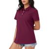 imageMAGCOMSEN Womens Polo Shirts Moisture Wicking 3 Buttons Short Sleeve Shirt Cotton Cool Casual TopsWine Red