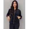 imageMAGCOMSEN Womens Velour Crop Hoodie Jacket Long Sleeve Zip Up Tops Soft Casual Velvet Jacket with PocketsBlack