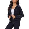 imageMAGCOMSEN Womens Velour Crop Hoodie Jacket Long Sleeve Zip Up Tops Soft Casual Velvet Jacket with PocketsBlack