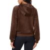 imageMAGCOMSEN Womens Velour Crop Hoodie Jacket Long Sleeve Zip Up Tops Soft Casual Velvet Jacket with PocketsCoffee