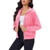 imageMAGCOMSEN Womens Velour Crop Hoodie Jacket Long Sleeve Zip Up Tops Soft Casual Velvet Jacket with PocketsFluorescent Pink