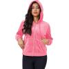 imageMAGCOMSEN Womens Velour Crop Hoodie Jacket Long Sleeve Zip Up Tops Soft Casual Velvet Jacket with PocketsFluorescent Pink