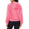 imageMAGCOMSEN Womens Velour Crop Hoodie Jacket Long Sleeve Zip Up Tops Soft Casual Velvet Jacket with PocketsFluorescent Pink