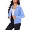 imageMAGCOMSEN Womens Velour Crop Hoodie Jacket Long Sleeve Zip Up Tops Soft Casual Velvet Jacket with PocketsLight Blue