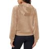 imageMAGCOMSEN Womens Velour Crop Hoodie Jacket Long Sleeve Zip Up Tops Soft Casual Velvet Jacket with PocketsLight Brown