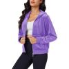 imageMAGCOMSEN Womens Velour Crop Hoodie Jacket Long Sleeve Zip Up Tops Soft Casual Velvet Jacket with PocketsLight Purple