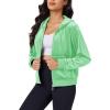 imageMAGCOMSEN Womens Velour Crop Hoodie Jacket Long Sleeve Zip Up Tops Soft Casual Velvet Jacket with PocketsMint Green