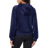 imageMAGCOMSEN Womens Velour Crop Hoodie Jacket Long Sleeve Zip Up Tops Soft Casual Velvet Jacket with PocketsNavy