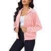 imageMAGCOMSEN Womens Velour Crop Hoodie Jacket Long Sleeve Zip Up Tops Soft Casual Velvet Jacket with PocketsPink