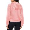 imageMAGCOMSEN Womens Velour Crop Hoodie Jacket Long Sleeve Zip Up Tops Soft Casual Velvet Jacket with PocketsPink