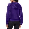 imageMAGCOMSEN Womens Velour Crop Hoodie Jacket Long Sleeve Zip Up Tops Soft Casual Velvet Jacket with PocketsPurple