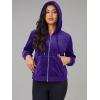 imageMAGCOMSEN Womens Velour Crop Hoodie Jacket Long Sleeve Zip Up Tops Soft Casual Velvet Jacket with PocketsPurple
