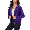 imageMAGCOMSEN Womens Velour Crop Hoodie Jacket Long Sleeve Zip Up Tops Soft Casual Velvet Jacket with PocketsPurple