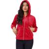 imageMAGCOMSEN Womens Velour Crop Hoodie Jacket Long Sleeve Zip Up Tops Soft Casual Velvet Jacket with PocketsRed