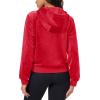 imageMAGCOMSEN Womens Velour Crop Hoodie Jacket Long Sleeve Zip Up Tops Soft Casual Velvet Jacket with PocketsRed