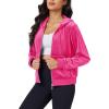 imageMAGCOMSEN Womens Velour Crop Hoodie Jacket Long Sleeve Zip Up Tops Soft Casual Velvet Jacket with PocketsRose