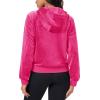 imageMAGCOMSEN Womens Velour Crop Hoodie Jacket Long Sleeve Zip Up Tops Soft Casual Velvet Jacket with PocketsRose