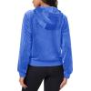 imageMAGCOMSEN Womens Velour Crop Hoodie Jacket Long Sleeve Zip Up Tops Soft Casual Velvet Jacket with PocketsSea Blue