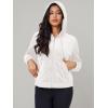 imageMAGCOMSEN Womens Velour Crop Hoodie Jacket Long Sleeve Zip Up Tops Soft Casual Velvet Jacket with PocketsWhite