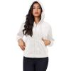 imageMAGCOMSEN Womens Velour Crop Hoodie Jacket Long Sleeve Zip Up Tops Soft Casual Velvet Jacket with PocketsWhite